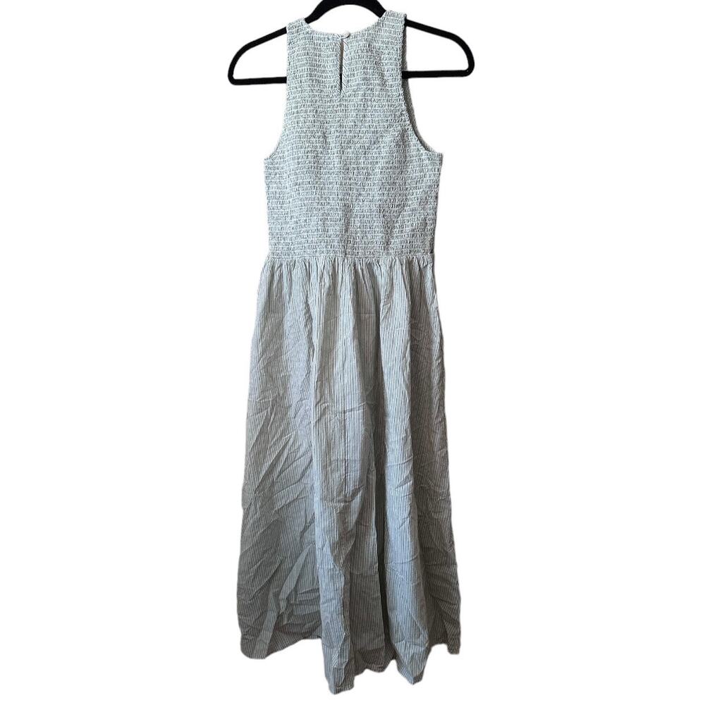 madewell the melody smocked midi dress pistachio stripe np125 women small - Picture 3 of 8